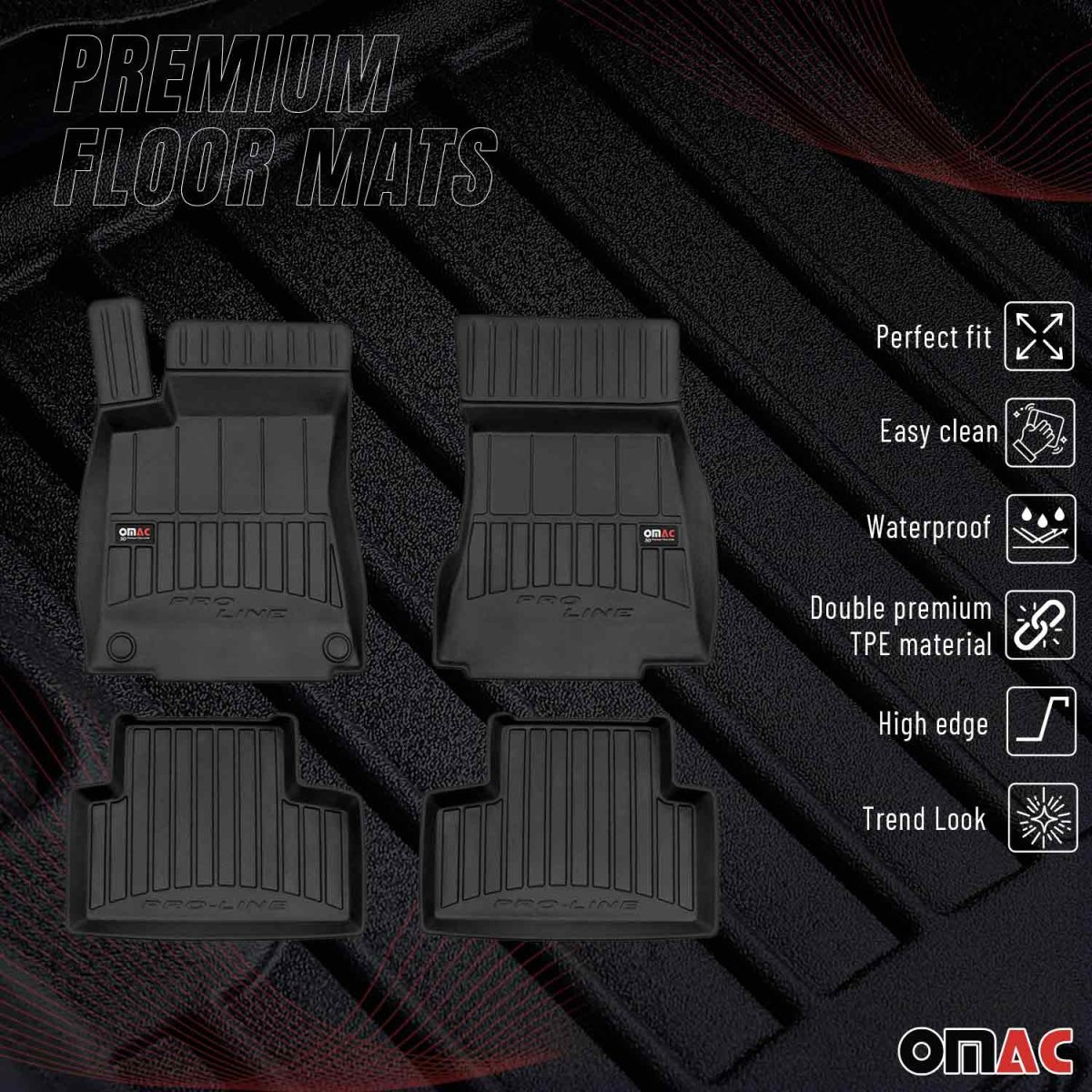 Mercedes GLB Class Floor Mat - Omac - Premium TPE - Black - 2020-2025